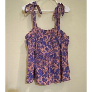 Universal Thread Woman's Top L Floral Sleeveless Pink Blue New